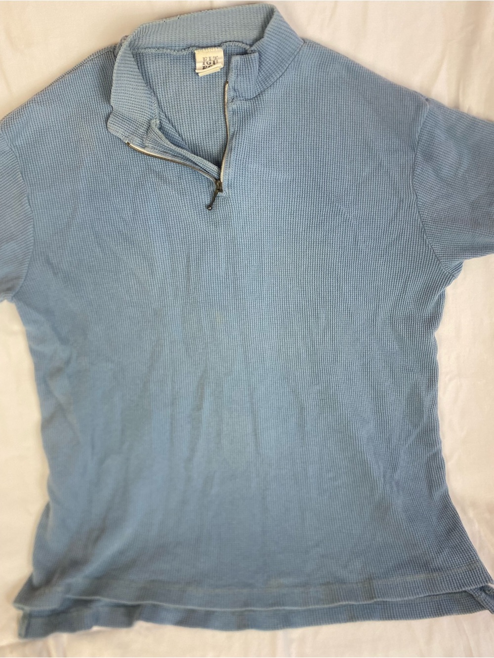 Fitigues Mens Sky Blue Waffle Half-Zip Top quiet luxury athleisure brand